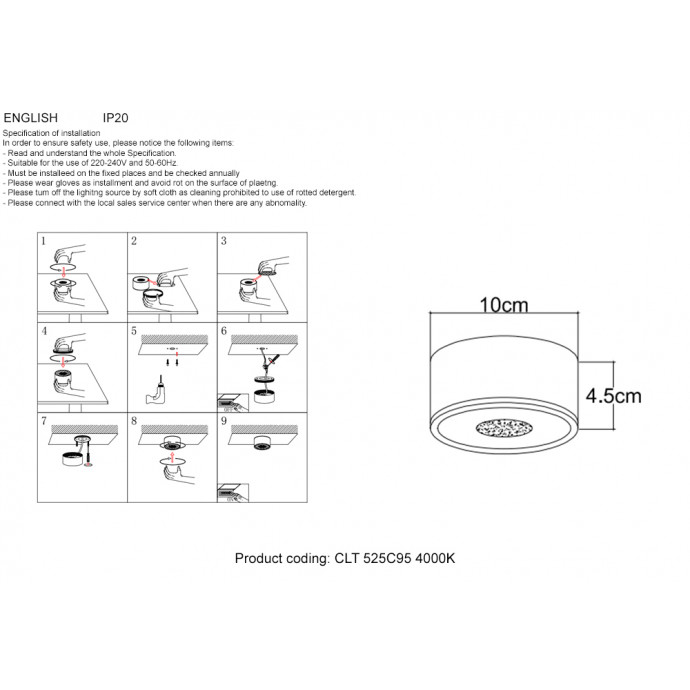 Светильник потолочный Crystal Lux CLT 525C95 GO 4000K