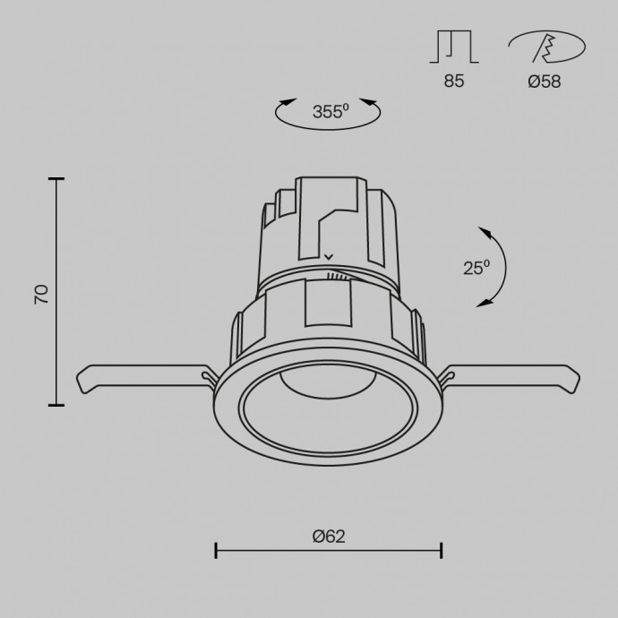 Встраиваемый светильник Maytoni Downlight DL057-7W3K-B