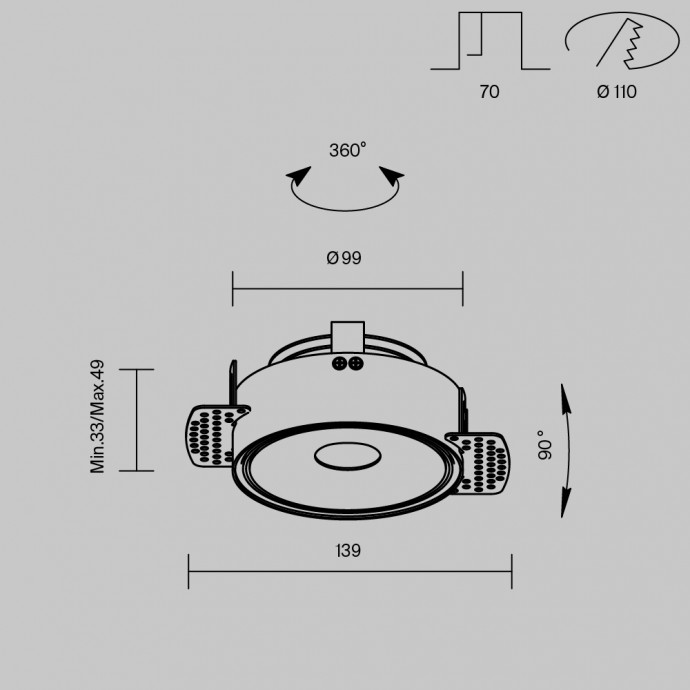 Встраиваемый светильник Technical DL060-9W3-4-6K-TRS-B