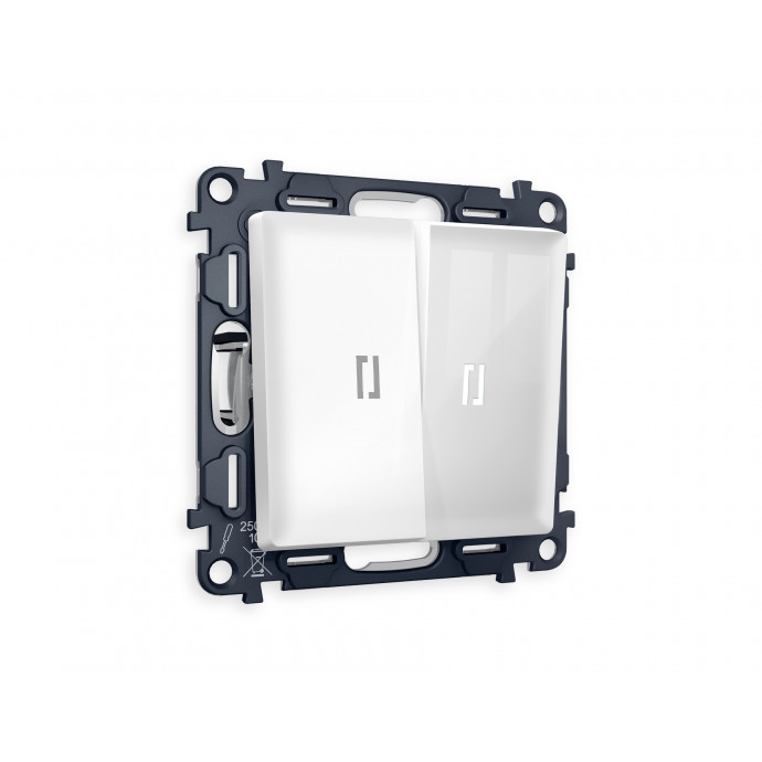 MA104015 Комплект механизма 2-кл выключателя с подсветкой 5600K ALFA Белый глянец QUANT (AP1040, VM115, G14W)