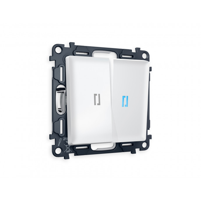 MA124020 Комплект механизма 2-кл выключателя с подсветкой 10000K ALFA Белый матовый QUANT (AP1240, VM115, G17B)