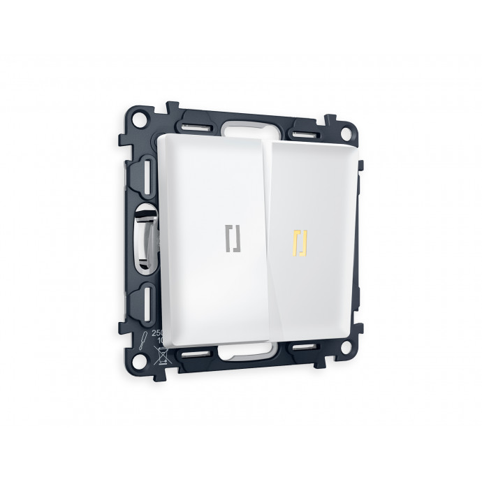 MA124030 Комплект механизма 2-кл проходного выключателя с подсветкой 3200K ALFA Белый матовый QUANT (AP1240, VM120, G22Y)