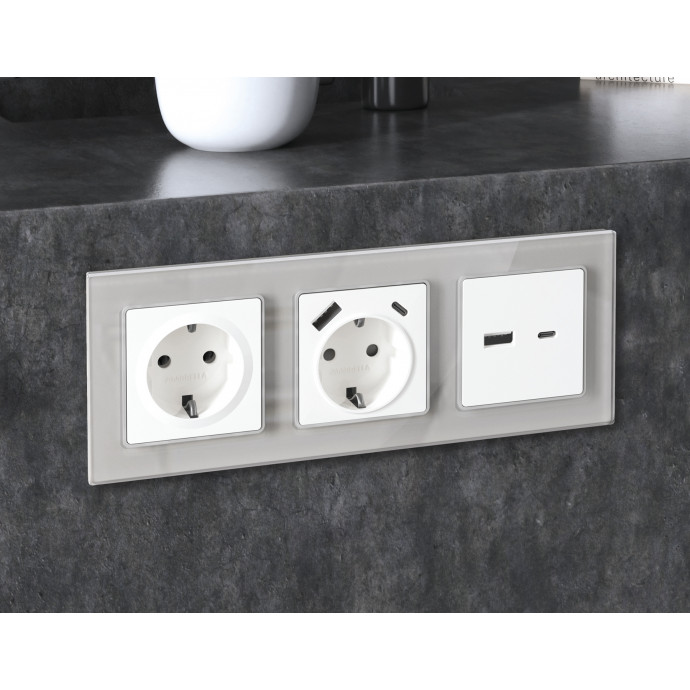 MA126010 Комплект механизма электрической розетки ALFA Белый матовый с/з на винтовых зажимах QUANT (AP1260, VM141)