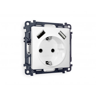 MA129010 Комплект механизма электрической розетки ALFA Белый матовый 2USB A+A 18W (быстрая зарядка) с/з QUANT (AP1290, VM155)