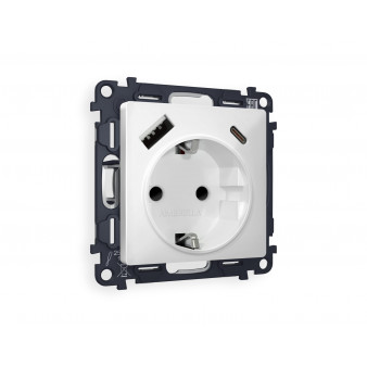 MA130010 Комплект механизма электрической розетки ALFA Белый матовый 2USB A+C 20W (быстрая зарядка) с/з QUANT (AP1300, VM160)