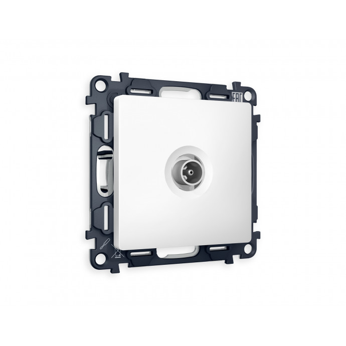 MA133030 Комплект механизма TV розетки проходной ALFA Белый матовый 5-1000 MHz 4dB QUANT (AP1330, VM211)