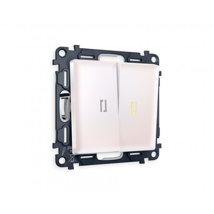 MA204010 Комплект механизма 2-кл выключателя с подсветкой 3200K ALFA Жемчуг QUANT (AP2040, VM115, G11Y)