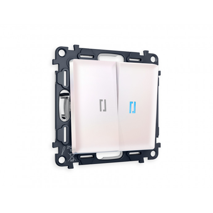 MA204020 Комплект механизма 2-кл выключателя с подсветкой 10000K ALFA Жемчуг QUANT (AP2040, VM115, G17B)