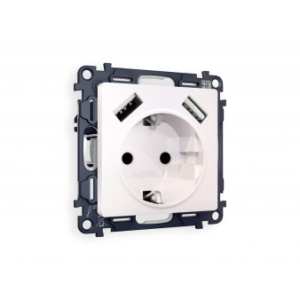 MA209010 Комплект механизма электрической розетки ALFA Жемчуг 2USB A+A 18W (быстрая зарядка) с/з QUANT (AP2090, VM155)