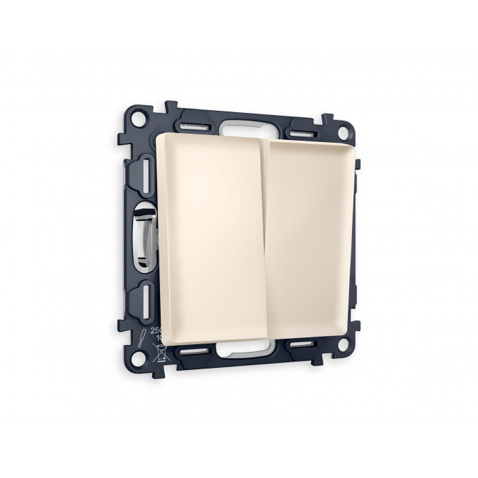 MA323020 Комплект механизма 2-кл проходного выключателя ALFA Бежевый матовый QUANT (AP3230, VM120)