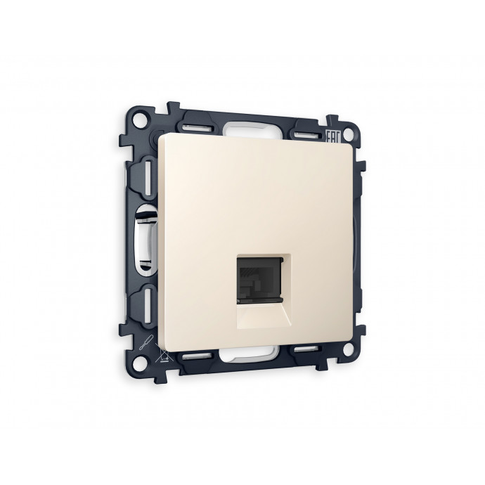 MA332010 Комплект механизма компьютерной розетки ALFA Бежевый матовый RJ-45(8P8C) CAT6 с шторкой QUANT (AP3320, VM188)