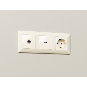 MA333030 Комплект механизма TV розетки проходной ALFA Бежевый матовый 5-1000 MHz 4dB QUANT (AP3330, VM211)