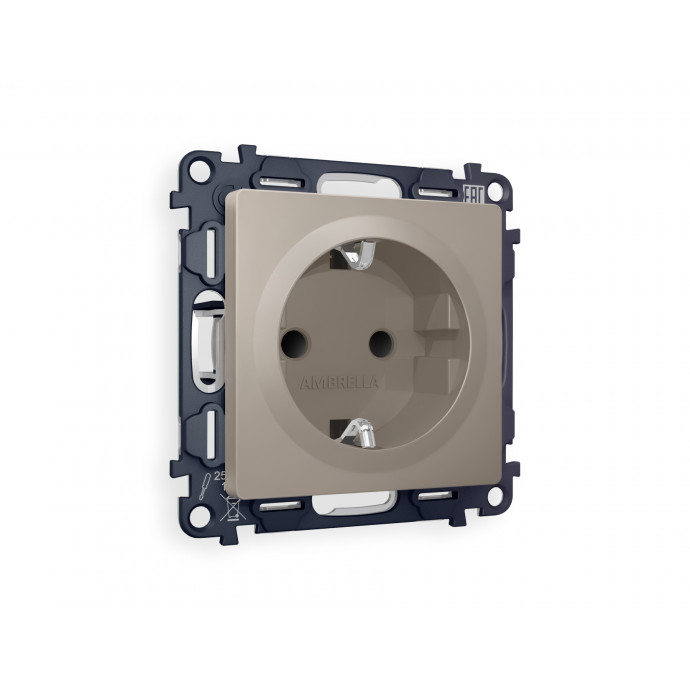 MA367010 Комплект механизма электрической розетки ALFA Серо-бежевый матовый с/з с шторками QUANT (AP3670, VM141)