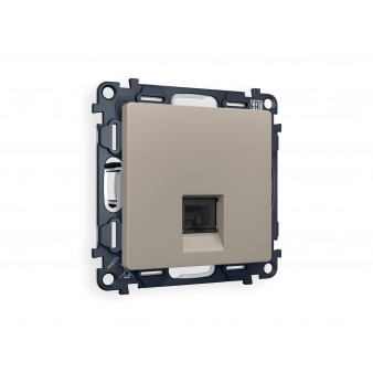 MA372030 Комплект механизма телефонной розетки ALFA Серо-бежевый матовый RJ-11(4P4C) с шторкой QUANT (AP3720, VM190)