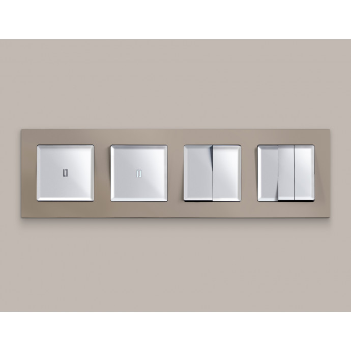 MA402015 Комплект механизма 1-кл выключателя с подсветкой 5600K ALFA Серебро глянец QUANT (AP4020, VM101, G14W)