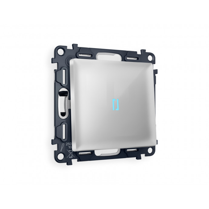 MA402040 Комплект механизма 1-кл проходного выключателя с подсветкой 10000K ALFA Серебро глянец QUANT (AP4020, VM105, G29B)