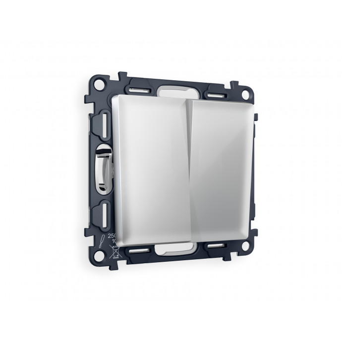 MA403010 Комплект механизма 2-кл выключателя ALFA Серебро глянец QUANT (AP4030, VM115)