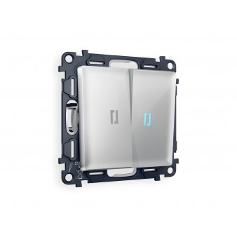 MA404040 Комплект механизма 2-кл проходного выключателя с подсветкой 10000K ALFA Серебро глянец QUANT (AP4040, VM120, G29B)