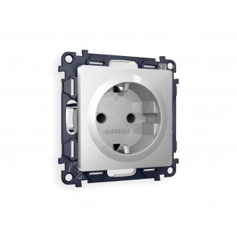 MA407010 Комплект механизма электрической розетки ALFA Серебро глянец с/з с шторками QUANT (AP4070, VM141)