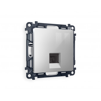 MA412010 Комплект механизма компьютерной розетки ALFA Серебро глянец RJ-45(8P8C) CAT6 с шторкой QUANT (AP4120, VM188)