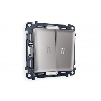 MA504035 Комплект механизма 2-кл проходного выключателя с подсветкой 5600K ALFA Сталь матовый QUANT (AP5040, VM120, G25W)