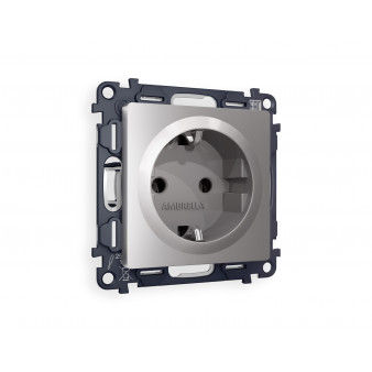 MA506010 Комплект механизма электрической розетки ALFA Сталь матовый с/з на винтовых зажимах QUANT (AP5060, VM141)