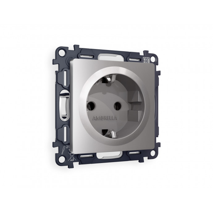 MA506010 Комплект механизма электрической розетки ALFA Сталь матовый с/з на винтовых зажимах QUANT (AP5060, VM141)