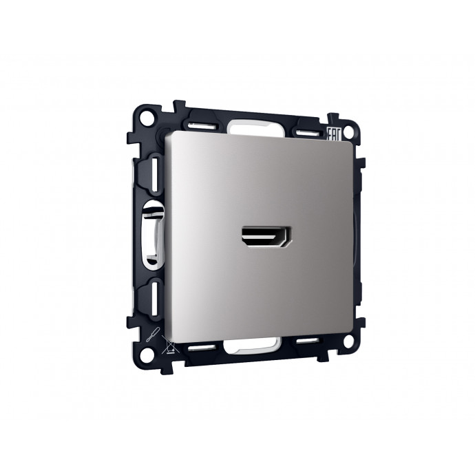 MA514010 Комплект механизма розетки HDMI 2.0 ALFA Сталь матовый 40V/500mA 2.0GHz 5-18Gbit/s QUANT (AP5140, VM222)