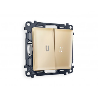 MA604015 Комплект механизма 2-кл выключателя с подсветкой 5600K ALFA Шампань QUANT (AP6040, VM115, G14W)