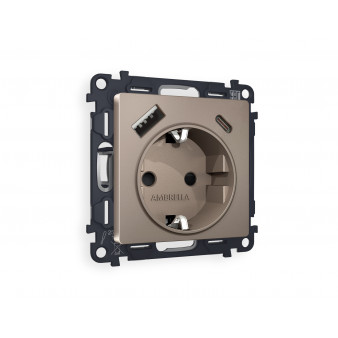 MA640010 Комплект механизма электрической розетки ALFA Темная бронза матовый 2USB A+C 20W (быстрая зарядка) с/з QUANT (AP6400, VM160)