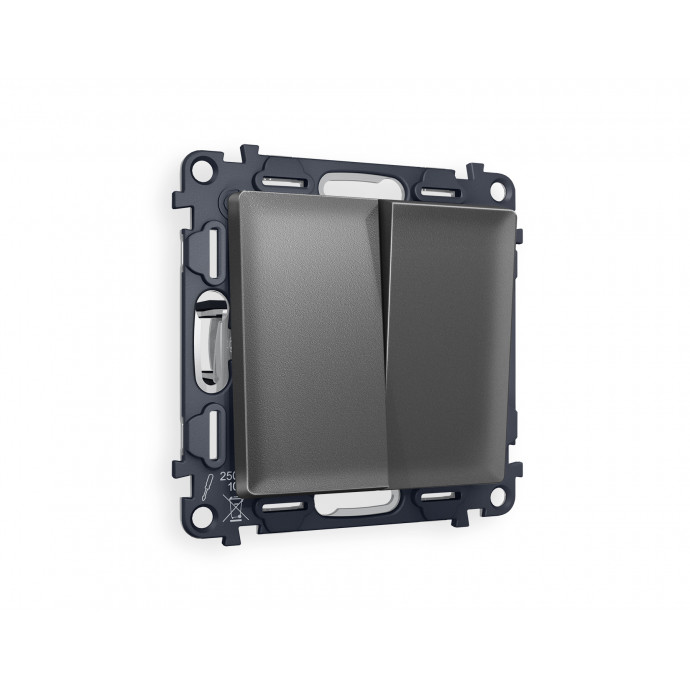 MA653010 Комплект механизма 2-кл выключателя ALFA Антрацит серый QUANT (AP6530, VM115)