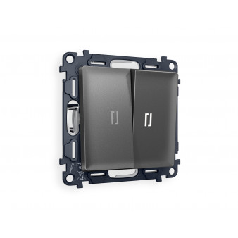 MA654035 Комплект механизма 2-кл проходного выключателя с подсветкой 5600K ALFA Антрацит серый QUANT (AP6540, VM120, G25W)