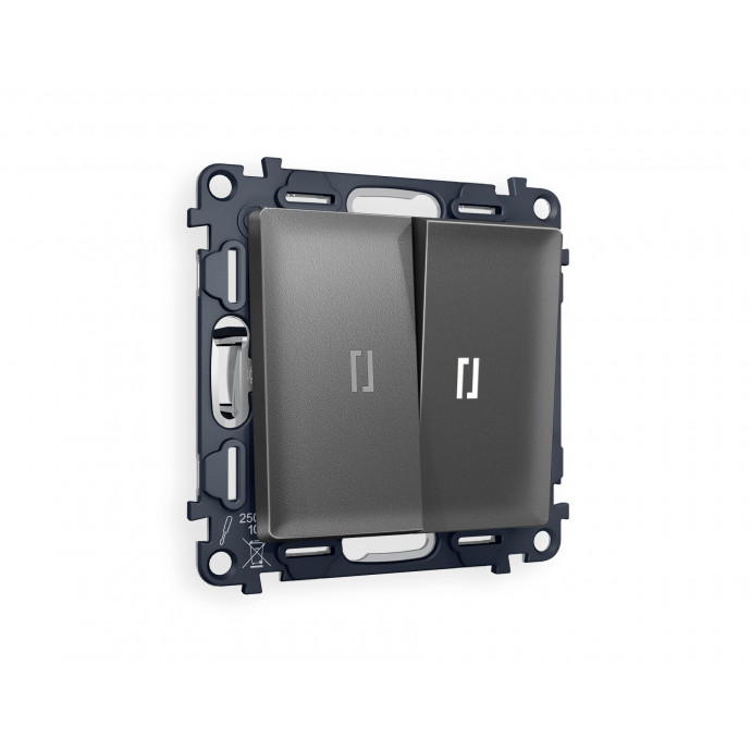 MA654035 Комплект механизма 2-кл проходного выключателя с подсветкой 5600K ALFA Антрацит серый QUANT (AP6540, VM120, G25W)