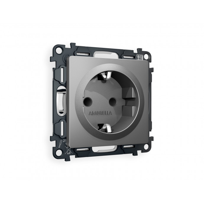 MA657010 Комплект механизма электрической розетки ALFA Антрацит серый с/з с шторками QUANT (AP6570, VM141)