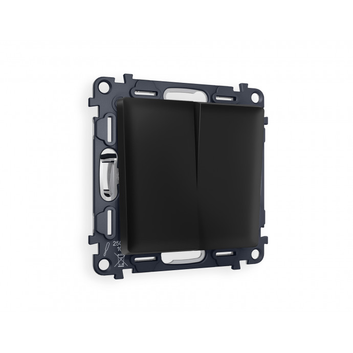 MA803010 Комплект механизма 2-кл выключателя ALFA Черный матовый QUANT (AP8030, VM115)