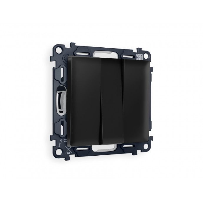 MA805010 Комплект механизма 3-кл выключателя ALFA Черный матовый QUANT (AP8050, VM133)