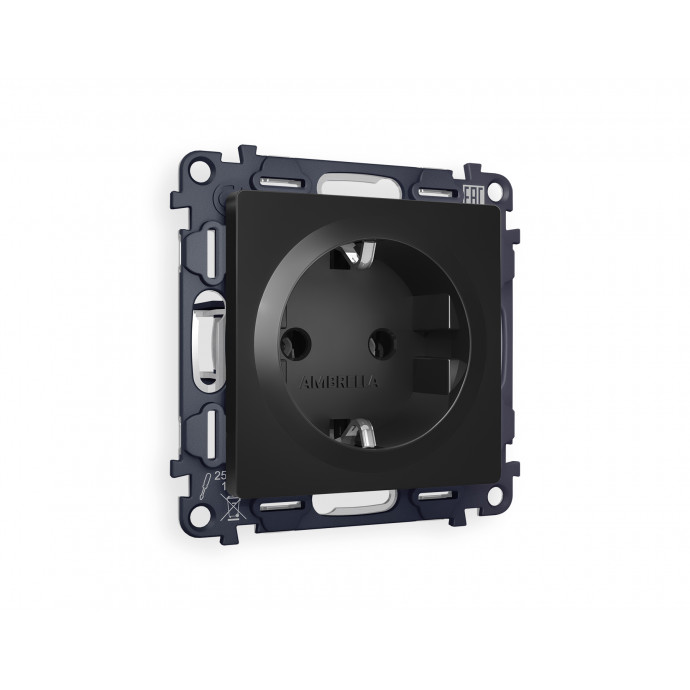 MA806010 Комплект механизма электрической розетки ALFA Черный матовый с/з на винтовых зажимах QUANT (AP8060, VM141)