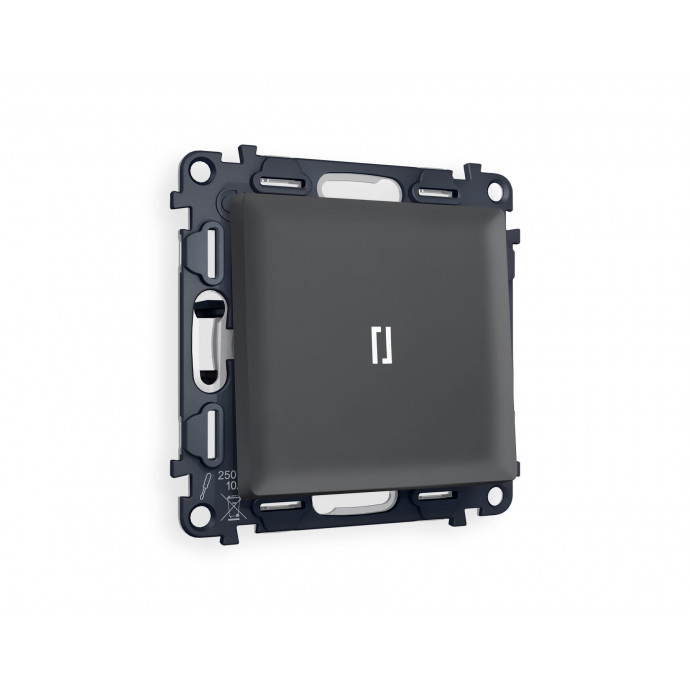 MA902015 Комплект механизма 1-кл выключателя с подсветкой 5600K ALFA Графит мягкое касание QUANT (AP9020, VM101, G14W)