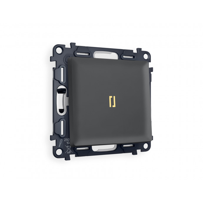 MA902030 Комплект механизма 1-кл проходного выключателя с подсветкой 3200K ALFA Графит мягкое касание QUANT (AP9020, VM105, G22Y)