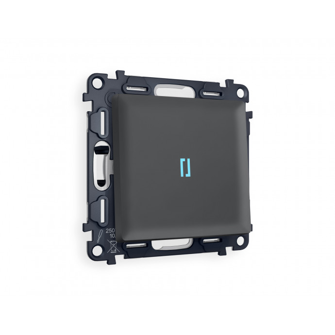 MA902040 Комплект механизма 1-кл проходного выключателя с подсветкой 10000K ALFA Графит мягкое касание QUANT (AP9020, VM105, G29B)