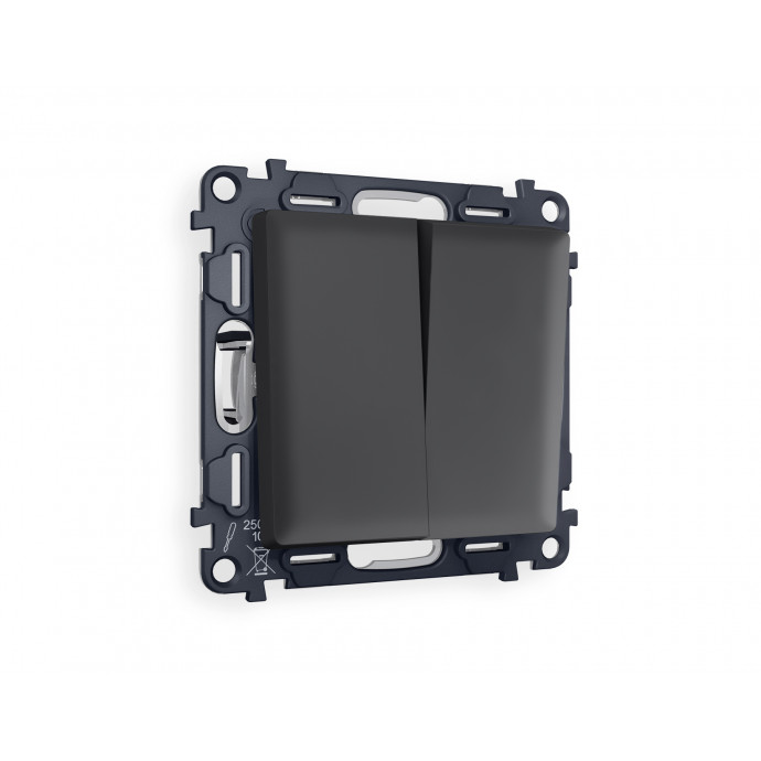 MA903010 Комплект механизма 2-кл выключателя ALFA Графит мягкое касание QUANT (AP9030, VM115)