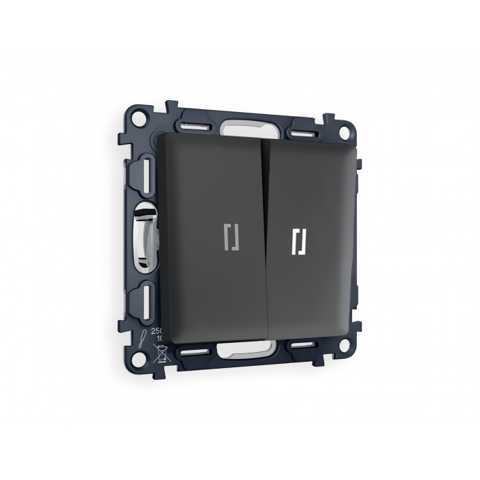 MA904035 Комплект механизма 2-кл проходного выключателя с подсветкой 5600K ALFA Графит мягкое касание QUANT (AP9040, VM120, G25W)