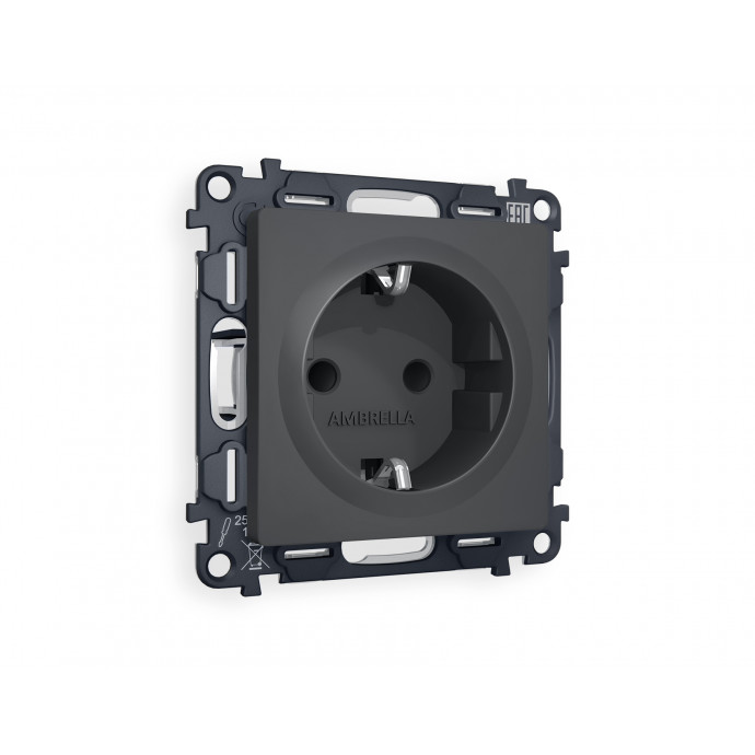 MA907010 Комплект механизма электрической розетки ALFA Графит мягкое касание с/з с шторками QUANT (AP9070, VM141)