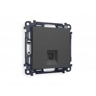 MA912010 Комплект механизма компьютерной розетки ALFA Графит мягкое касание RJ-45(8P8C) CAT6 с шторкой QUANT (AP9120, VM188)