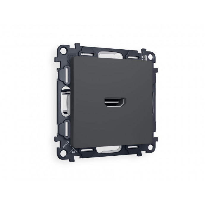 MA914010 Комплект механизма розетки HDMI 2.0 ALFA Графит мягкое касание 40V/500mA 2.0GHz 5-18Gbit/s QUANT (AP9140, VM222)