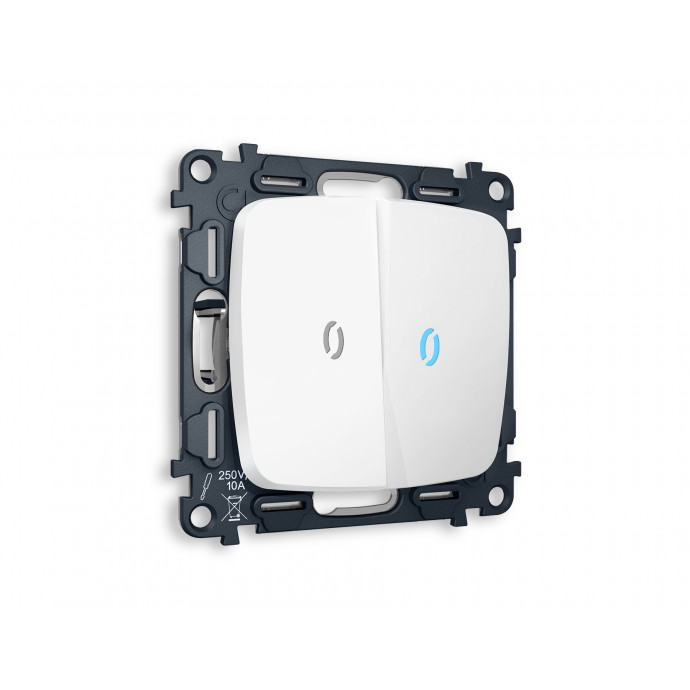 MO124020 Комплект механизма 2-кл выключателя с подсветкой 10000K OMEGA Белый матовый QUANT (OP1240, VM115, G17B)