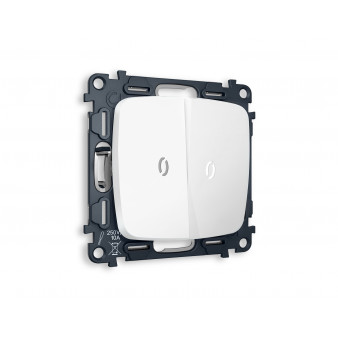 MO124035 Комплект механизма 2-кл проходного выключателя с подсветкой 5600K OMEGA Белый матовый QUANT (OP1240, VM120, G25W)