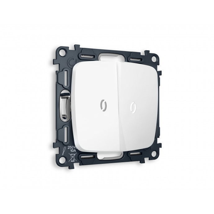 MO124035 Комплект механизма 2-кл проходного выключателя с подсветкой 5600K OMEGA Белый матовый QUANT (OP1240, VM120, G25W)