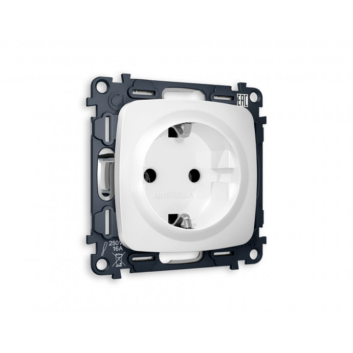 MO126010 Комплект механизма электрической розетки OMEGA Белый матовый с/з на винтовых зажимах QUANT (OP1260, VM141)