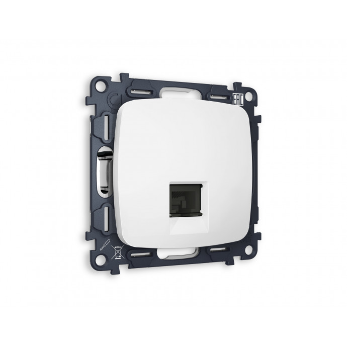 MO132010 Комплект механизма компьютерной розетки OMEGA Белый матовый RJ-45(8P8C) CAT6 с шторкой QUANT (OP1320, VM188)
